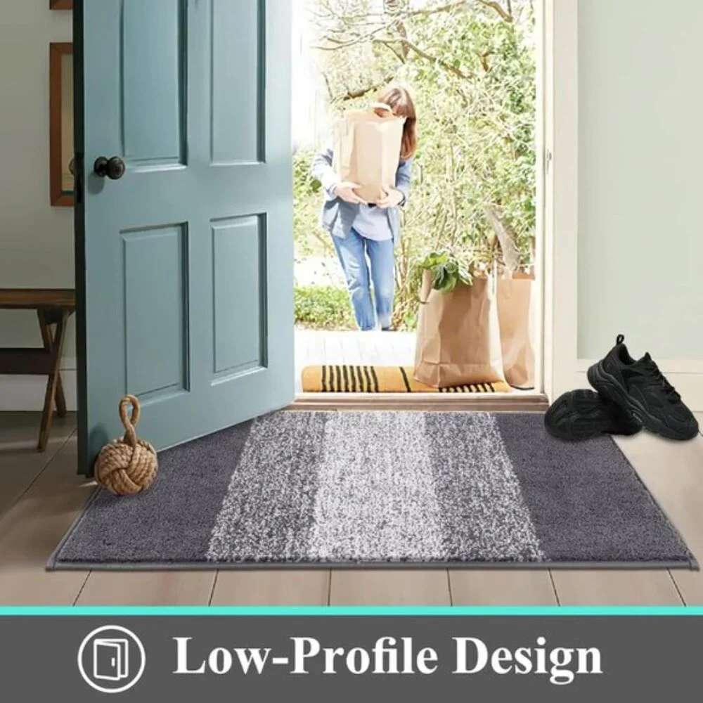20x32Inch Indoor Doormat, Non-Slip, Absorbent Mud Trapper Mat for Entryway, Grey